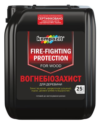 Огнебиозащита для древесины Kompozit, 10 л, бесцветный 51096 фото
