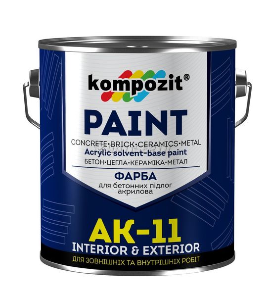 Фарба акрилова для бетонної підлоги Kompozit АК-11, 1 кг, білий, шовковисто-матовий 396 фото