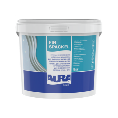 Шпатлевка для высококачественной отделки Aura Luxpro Fin Spaсkel, 1,2 кг, Белый, Глянцевый 21831 фото