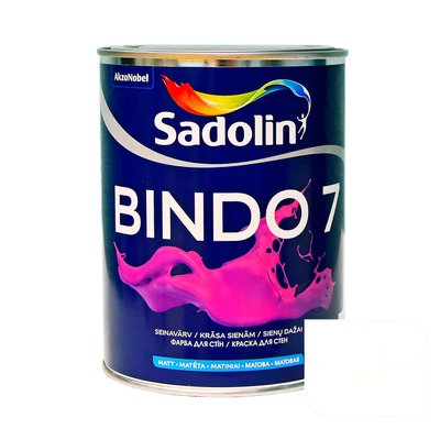 Краска матовая для стен и потолков Sadolin Bindo 7, белый, 1 л., матовый 78295 фото