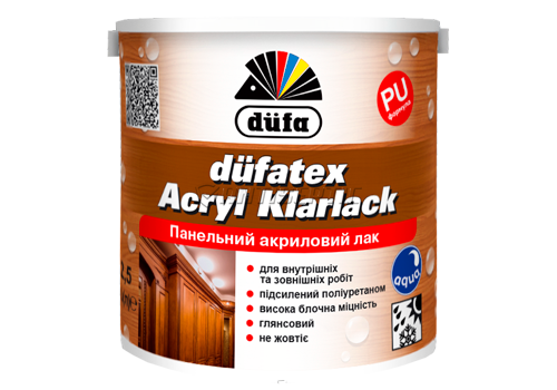 Лак панельний акриловий Dufa Dufatex Acryl Klarlack, 0,75 кг, матовий 3899 фото