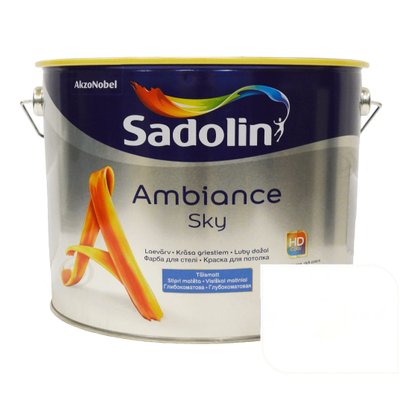 Краска глубокоматовая для потолков Sadolin Ambiance Sky, белый, 10 л., глубокоматовый 45295 фото