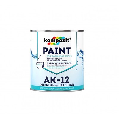 Фарба для басейнів Kompozit АК-12, 0,9 кг, блакитний, матовий 80339 фото