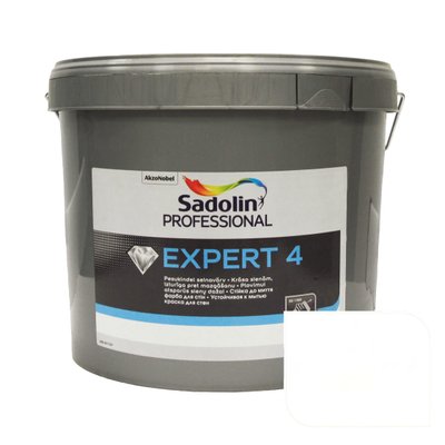 Краска для отделки стен и потолков Sadolin Expert 4, белый, 10 л. 34157 фото