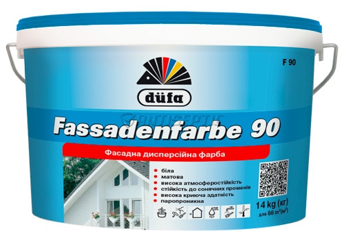 Краска фасадная Dufa Fassadenfarbe F90, 1,4 кг, белый, матовый 76368 фото