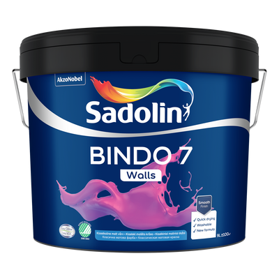 Краска латексная Sadolin Bindo 7 Walls, 1 л, белая, BW 507265 фото