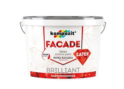 Краска фасадная Kompozit Facade Latex, 1,4 кг, белый, матовый, A 57530 фото