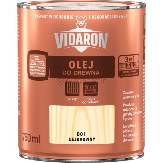 Масло для древесины Vidaron, 0,75 л, Vidaron D01, Матовый 49428 фото