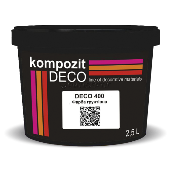Краска грунтовочная Kompozit Deco 400, 2,5 л, белый, глубокоматовый 71361 фото