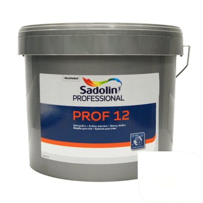 Краска для стен и потолков Sadolin PROF 12, белый, 10 л., полуматовый 88536 фото