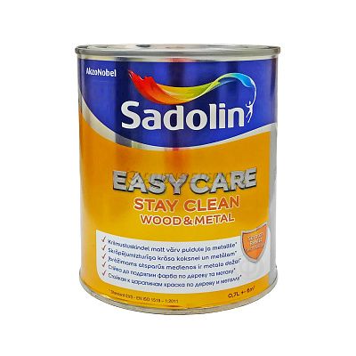 Краска акриловая для стен и потолка влагостойкая Sadolin EasyCare Wood&Metal, 0,7 л, белый 1910342223 фото