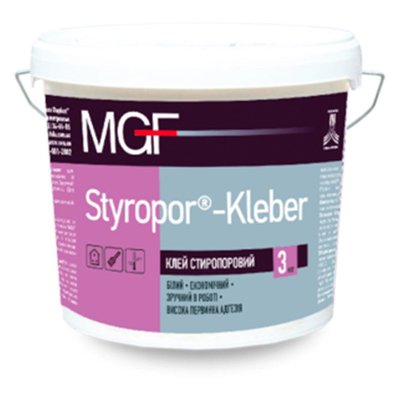 Клей стиропоровий MGF Styropor-Kleber M18, 1 кг, Білий 79024 фото