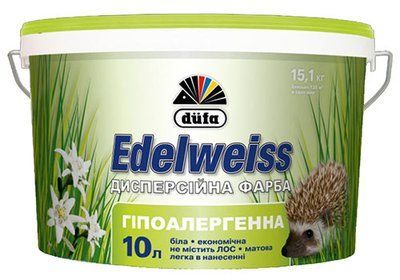 Фарба гіпоалергенна дисперсійна Dufa Edelweiss, 14 кг, білий, матовий 253345150 фото