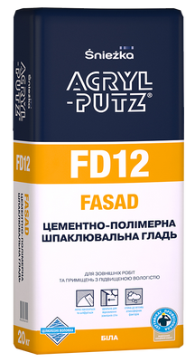 Шпаклівка цементно-полімерна Sniezka ACRYL-PUTZ® FD12 FASAD, 20 кг, білий 61925 фото