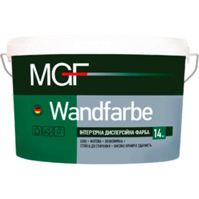 Фарба водно-дисперсійна для внутрішніх робіт MGF Wandfarbe M1a, 1,4 кг, Білий, Матовий 36175 фото
