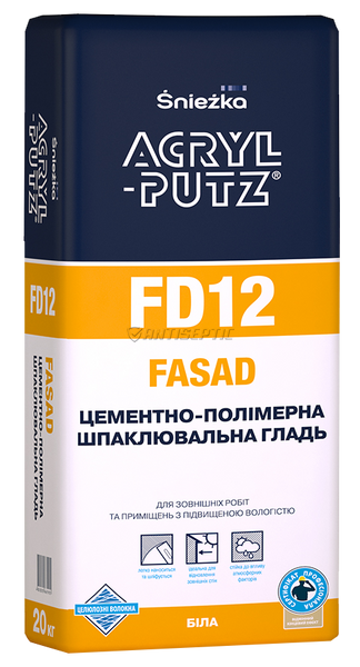 Шпаклівка цементно-полімерна Sniezka ACRYL-PUTZ® FD12 FASAD, 5 кг, білий 619258178 фото