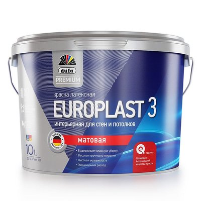 Краска водно-дисперсионная Dufa Expert EUROPLAST 3, 1 л, белый, матовый 42780 фото
