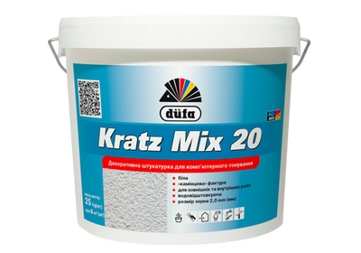 Штукатурка «баранчик» для комп'ютерного кольорування Dufa Kratz Mix 25, 25 кг, білий 79978 фото