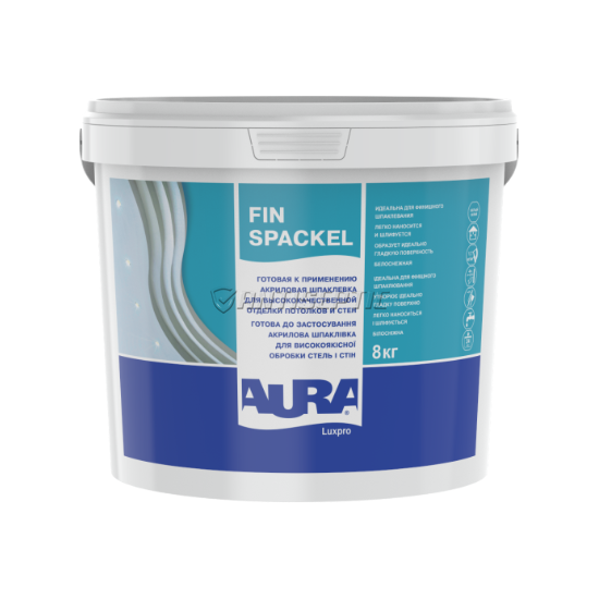 Шпаклівка для високоякісної обробки Aura Luxpro Fin Spaсkel, 1,2 кг, Білий, Глянсовий 21831 фото
