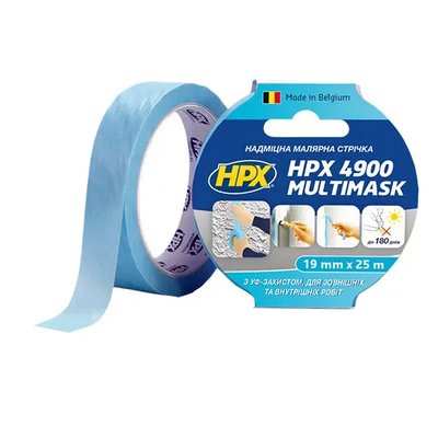 Малярна стрічка HPX HPX4900 MULTIMASK 120C, 25 м x 19 мм 4500 фото