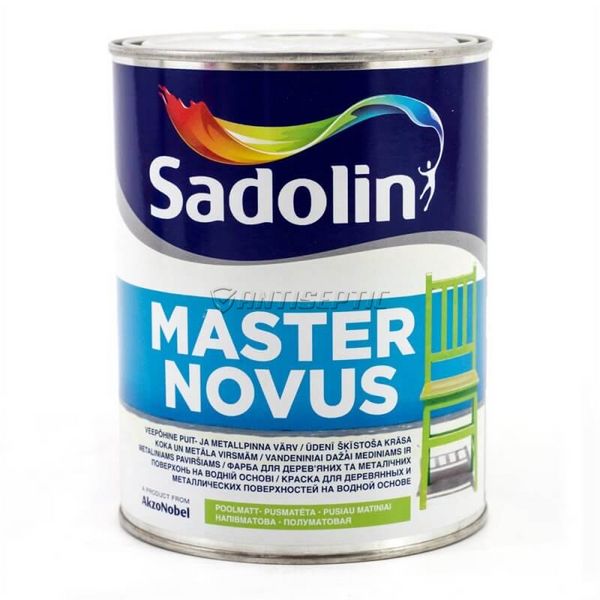 Краска швидкосохнуча Sadolin Master Novus, 1 л, білий, напівматова 141845969 фото