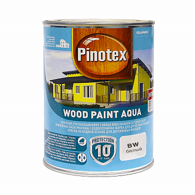 Фарба на водяній основі для дерев'яних фасадів Pinotex Wood Paint Aqua, 1 л, білий, матовий 36763 фото