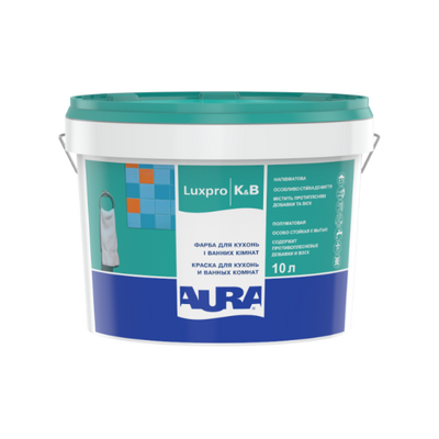 Краска для кухонь и ванных комнат Aura Luxpro K&B, 1 л, Белый, Полуматовый 32516 фото