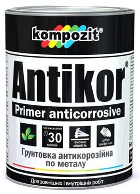 Грунтовка антикорозійна для металу Kompozit Antikor, 0,9 кг, білий, матовий 32172 фото