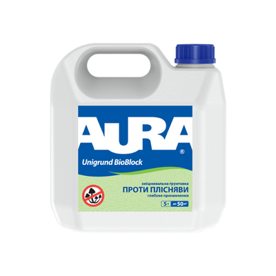 Грунтовка укрепляющая антиплесневая Aura Unigrund Bioprotekt, 1 л, белый 4180025538 фото