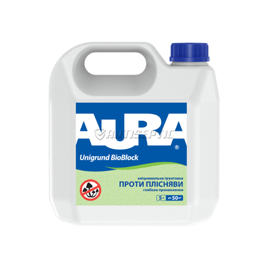 Грунтовка укрепляющая антиплесневая Aura Unigrund Bioprotekt, 1 л, белый 4180025538 фото