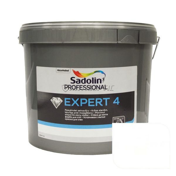Фарба для обробки стін та стель Sadolin Expert 4, білий, 10 л. 34157 фото
