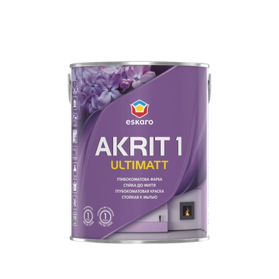 Фарба глибокоматова стійка до миття Eskaro Akrit 1 Ultimatt, 0,85 л, A 42979 фото