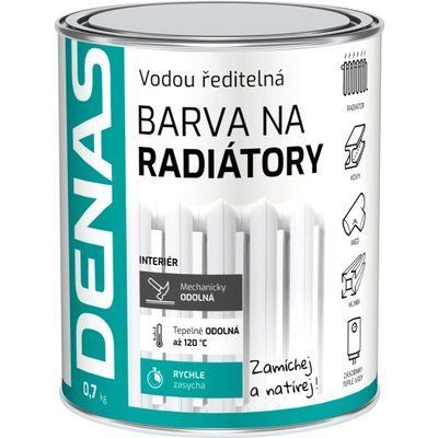 Акрилова швидковисихаюча фарба для радіаторів DENAS RADIATOR, 0,7 кг, біла, без запаху 8592474003141 фото