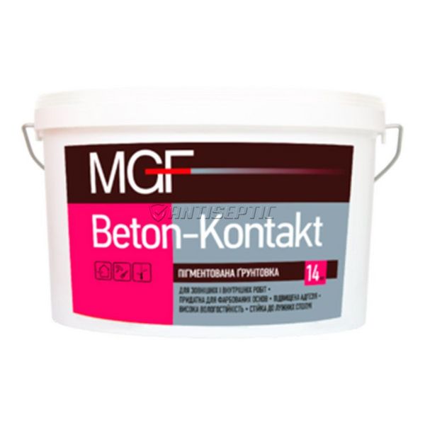 Грунтовка MGF Beton-Kontakt, 1,4 кг, рожевий 170684805 фото