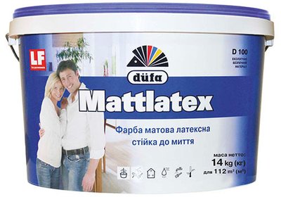 Фарба латексна матова Dufa Mattlatex D100, 1,4 кг, білий, матовий 10396 фото