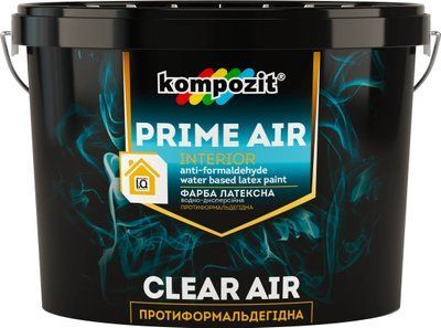 Фарба антиформальдегідна інтер'єрна Kompozit PRIME AIR, 0,9 л, білий, шовковисто-матовий 7363932174 фото