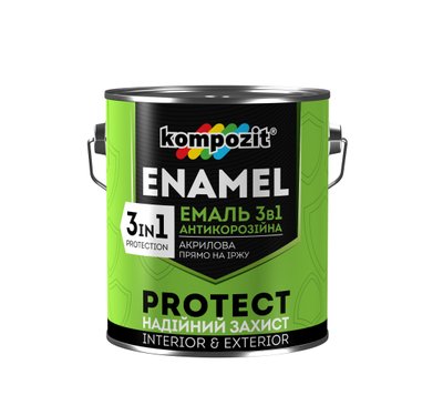 Емаль антикорозійна Kompozit Protect 3 в 1, 0,75 кг, білий, шовковисто-матовий 38948 фото