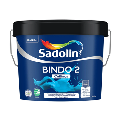 Краска эмульсионная Sadolin Bindo 2, 2,5 л, ярко-белая, глубокоматовый, BW 58459 фото