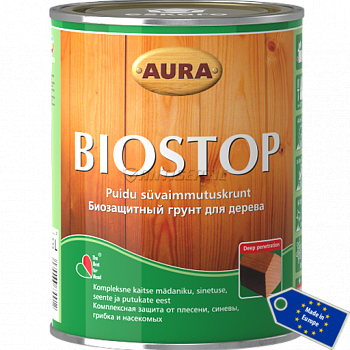 Грунтовка биозащитная для древесины AURA BIOSTOP, 0,9 л, бесцветный 895744083 фото