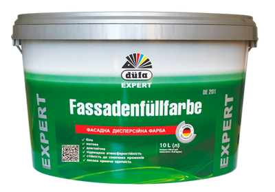 Фарба фасадна дисперсійна Dufa Fassadenfullfarbe DE 201, 1 л, білий, матовий 6506839880 фото