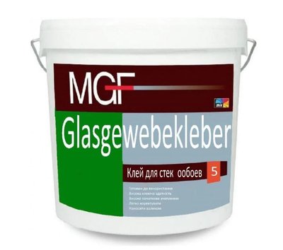 Клей для склошпалер MGF Glasgewebekleber M 625, 10 кг, Безбарвний, Напівматовий 50689 фото