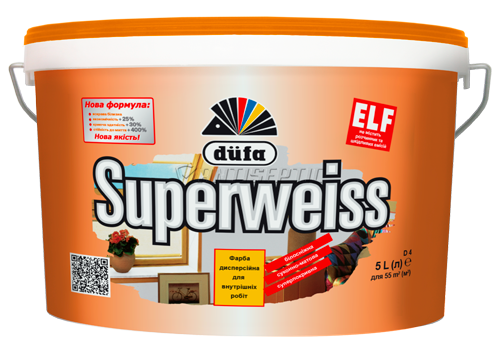 Фарба суперстійка вінілова Dufa Superweiss D4, 2,5 л, білий, матовий 54874 фото