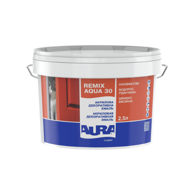 Эмаль акриловая декоративная Aura Luxpro Remix Aqua 30, 0,75 л, Бесцветный 71335 фото