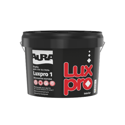 Фарба акрилатна особливо стійка до миття Aura Luxpro 1, 0,95 л, білий, глибокоматовий, A 404941 фото