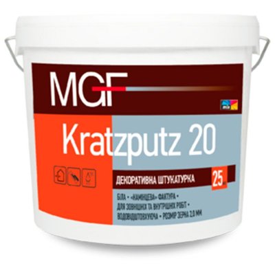 Штукатурка декоративна "баранчик" MGF Kratzputz K 15/20, 25 кг, Білий 45905 фото