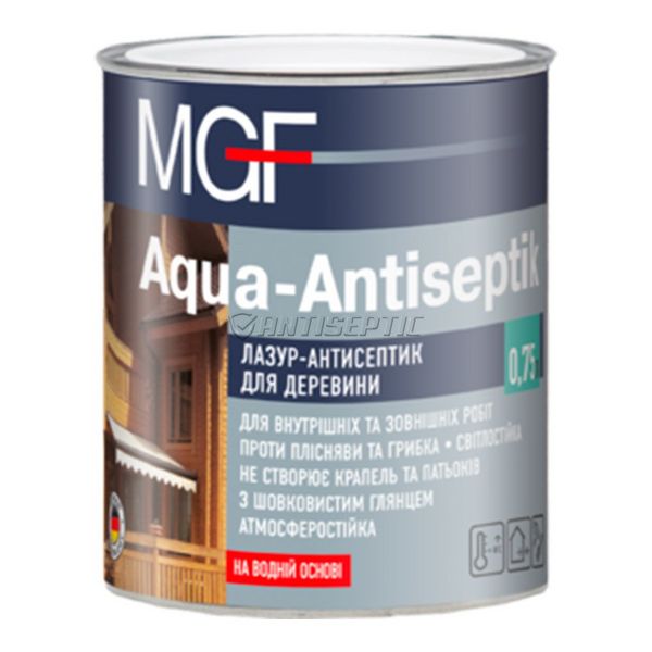 Лазур-антисептик для дерева MGF Aqua-Antiseptik, 0,75 л, білий 122199507 фото