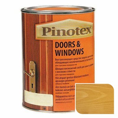 Антисептик для дверей та вікон Pinotex Doors & Windows, 1 л, Безбарвний, Глянсовий 559 фото