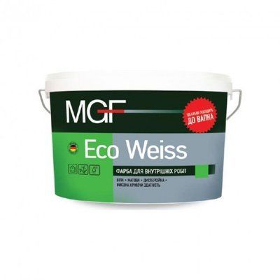 Краска водно-дисперсионная для стен и потолков MGF Eco Weiss M1, 20 кг, белый, матовый 7631032665 фото