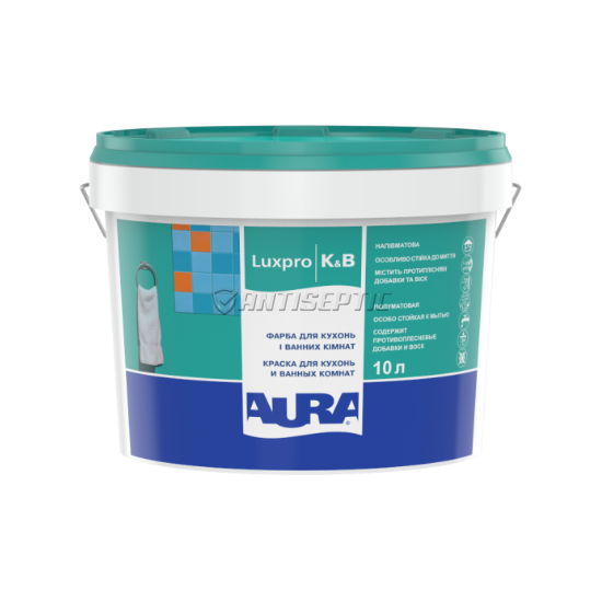 Фарба для кухонь та ванних кімнат Aura Luxpro K&B, 1 л, білий, напівматовий 325164337 фото