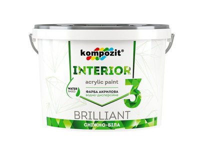 Фарба інтер'єрна Kompozit Interior 3, 1,4 кг, білий, матовий 57433 фото